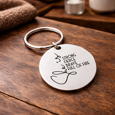 She Is Strong Fierce Brave Full of Fire Inspirational Keychain Gift